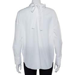 Pre Owned Valentino White Cotton Back Tie Detail Button Front Shirt S