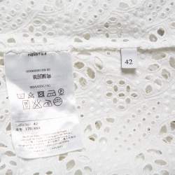 Pre Owned Valentino White Eyelet Lace Collared Button Front Shirt M