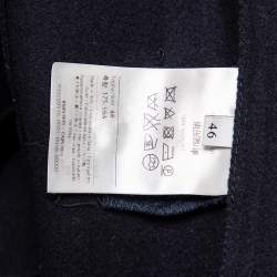 Valentino Navy Blue Wool Double Breasted Long Trench Coat L