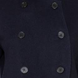 Valentino Navy Blue Wool Double Breasted Long Trench Coat L