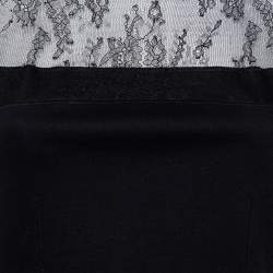 Pre Owned Valentino Black Knit & Lace Paneled Sheath Dress M
