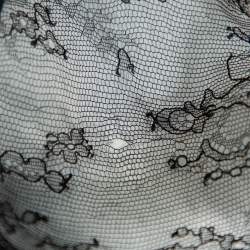 Pre Owned Valentino Black Knit & Lace Paneled Sheath Dress M