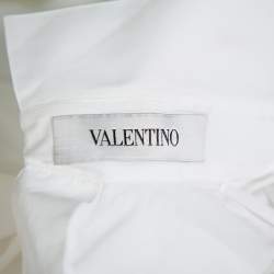 Pre Owned Valentino White Cotton Neck Tie Detail Oversized Shirt S