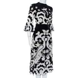 Pre Owned Valentino Black Phoenix Printed Silk Midi Dress M