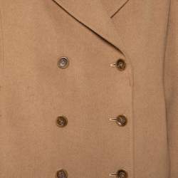 Valentino Camel Brown Wool & Cashgora Fur Trim Belted Short Coat XL