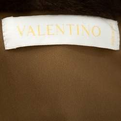 Valentino Camel Brown Wool & Cashgora Fur Trim Belted Short Coat XL