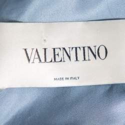 Pre Owned Valentino Powder Blue Wool & Silk Bow Detail Sleeveless Shift Dress S