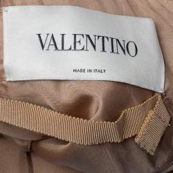 Pre Owned فستان فالنتينو حرير وصوف بيج مزين فتحة ظهر متوسط الطول مقاس صغير (سمول)