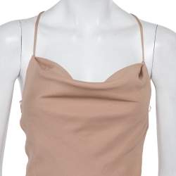 Pre Owned فستان فالنتينو حرير وصوف بيج مزين فتحة ظهر متوسط الطول مقاس صغير (سمول)