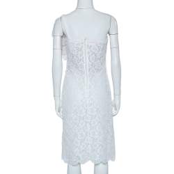 مملوكة مسبقًا Valentino White Lace Ruffle Detail One Shoulder Midi Dress M