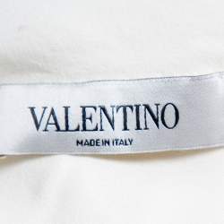 Pre Owned Valentino White Silk Scalloped Sleeve Detail Top M