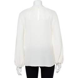 Pre Owned Valentino Cream Silk Raglan Sleeve Top M