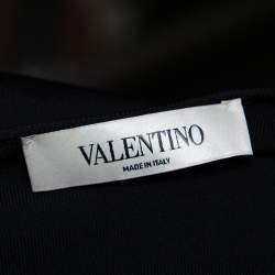 Pre Owned Valentino Black Knit Structured Ruffle Detail Sheath Dress S