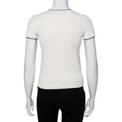 Pre Owned Valentino Off White Knit Contrast Trim Detail Sweater S