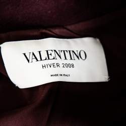 Valentino Hiver 2008 Burgundy Wool Ruffle Sleeve Button Front Coat M