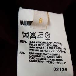 Valentino Hiver 2008 Burgundy Wool Ruffle Sleeve Button Front Coat M