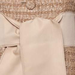 Pre Owned Valentino Cream Lurex Tweed Mid Length Coat S