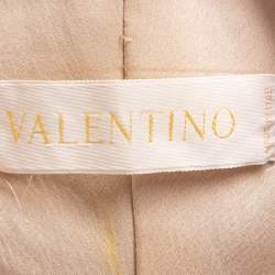 Pre Owned Valentino Cream Lurex Tweed Mid Length Coat S