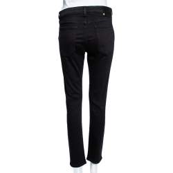 Pre Owned Valentino Black Denim Embellished love Detail Slim Fit Jeans L