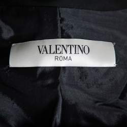 Valentino Black Synthetic Bow Detail Button Front Jacket S