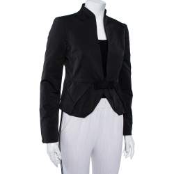 Valentino Black Synthetic Bow Detail Button Front Jacket S