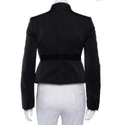 Valentino Black Synthetic Bow Detail Button Front Jacket S