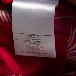 Pre Owned Valentino Pink Floral Print Silk Palazzo Pants L