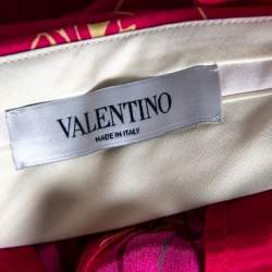 Pre Owned Valentino Pink Floral Print Silk Palazzo Pants L