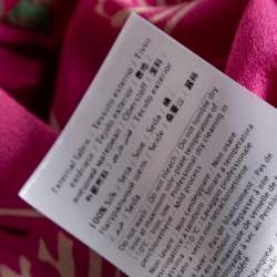Pre Owned Valentino Pink Floral Print Silk Blouse L