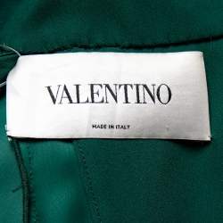 Pre Owned Valentino Green Crepe Embellished Sleeve Cape Detail Shift Dress M