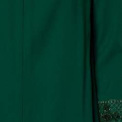 Pre Owned Valentino Green Crepe Embellished Sleeve Cape Detail Shift Dress M