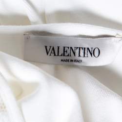 Pre Owned Valentino White Knit Mesh Inset Sleeveless Top L 