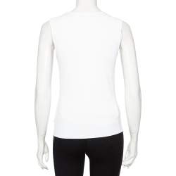 Pre Owned Valentino White Knit Mesh Inset Sleeveless Top L 