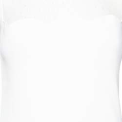 Pre Owned Valentino White Knit Mesh Inset Sleeveless Top L 