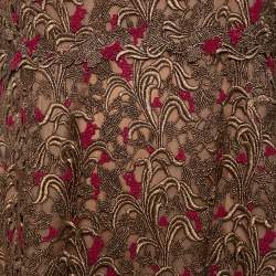 Pre Owned Valentino Bronze Lace Overlay Sheath Dress L 