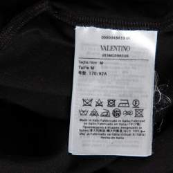 Pre Owned Valentino Black Cotton VLogo Sequence Embellished T-Shirt M 
