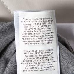 Pre Owned Valentino Grey Cotton VLogo Sequins Embellished T-Shirt M 