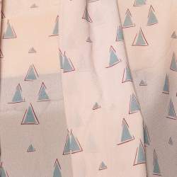 Pre Owned Valentino Light Pink Triangle Printed Silk Neck Tie Detail Top M