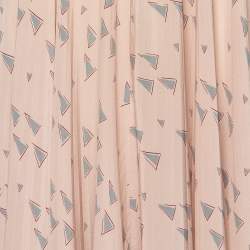 Pre Owned Valentino Pink Triangle Printed Silk Midi Skirt S