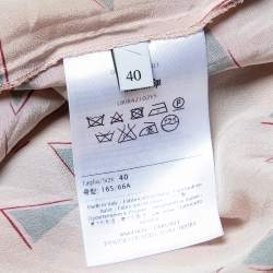 Pre Owned Valentino Pink Triangle Printed Silk Midi Skirt S