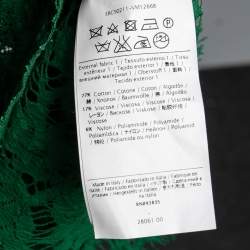 Pre Owned Valentino Green Lace And Knit Trim Oversized Top S