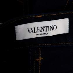 Pre Owned Valentino Blue Denim VLogo Detailed High Waisted Shorts S