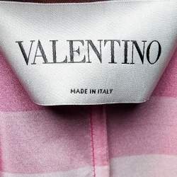 Pre Owned Valentino Multicolor Rainbow Striped Silk Asymmetrical Hem Cape Detail Trench Coat M