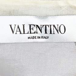 Pre Owned Valentino Cream Embroidered Silk Sheer Shirt M