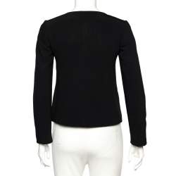 Valentino Black Crepe Hook Front Collarless Jacket S