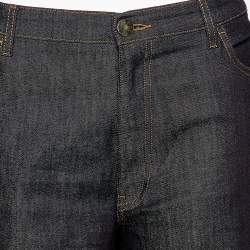 Pre Owned Valentino Navy Blue Denim Flared Peplum Leg Trousers L