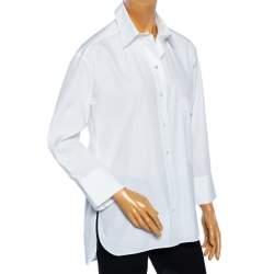 Pre Owned Valentino White Cotton Pocketed Button Front Shirt M