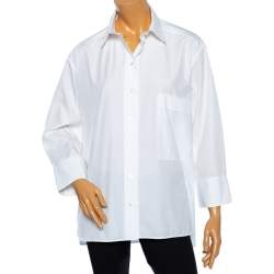 Pre Owned Valentino White Cotton Pocketed Button Front Shirt M