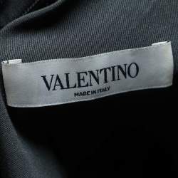 Pre Owned Valentino Black Cotton & Ostrich Feather Detailed Button Front Shirt M
