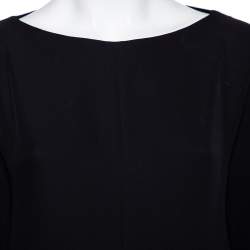 Pre Owned Valentino Black Silk Crepe Cape Detail Long Sleeve Jumpsuit S